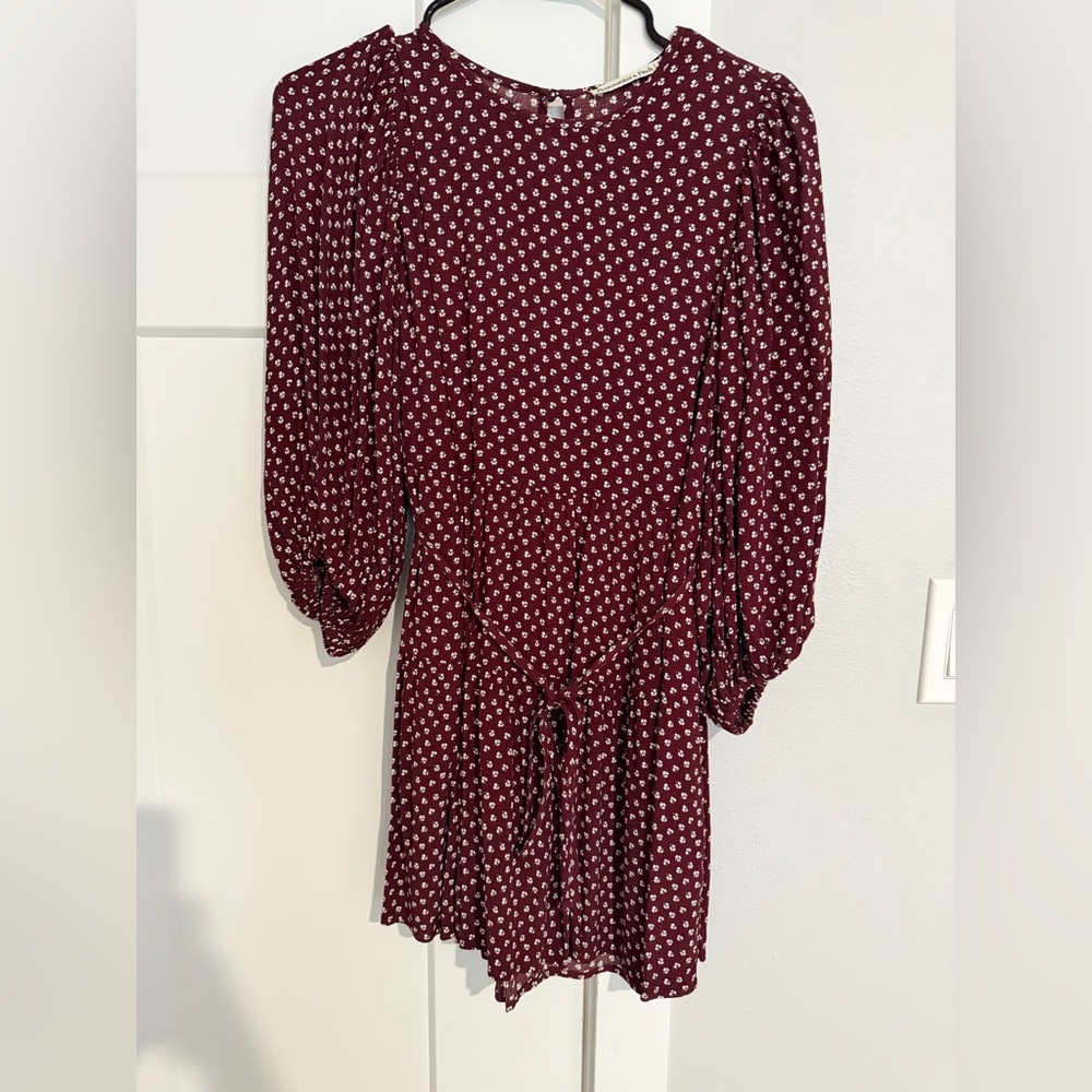 Abercrombie & Fitch Maroon Floral Long Sleeve Dress